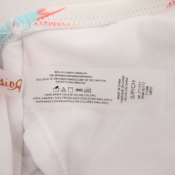 Raisins St. Croix Tankini Top Floral White Pink High Neck Ladder Back Small NWT - Picture 12 of 13